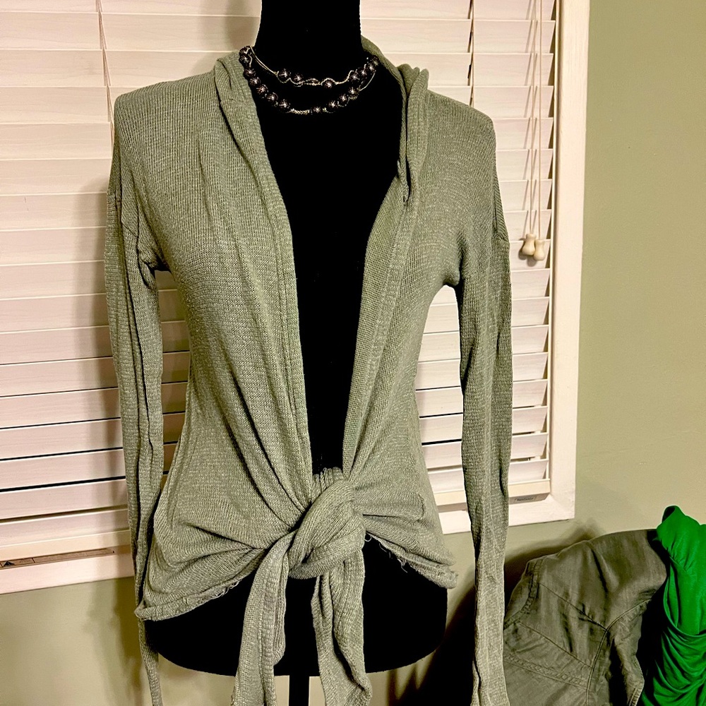 Green hooded Hollister sweater
